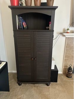 Black cabinet storage computer desk hiding storage case shelf