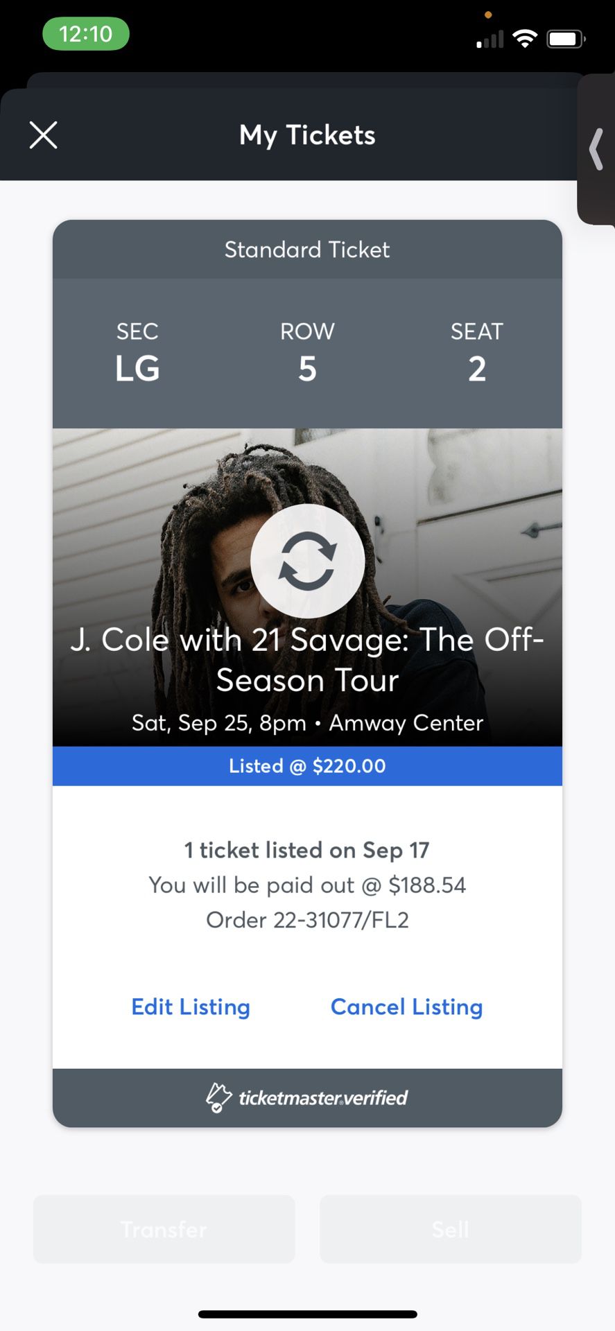 J.Cole Ticket