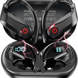 new Wireless Earbuds Bluetooth 5.3 Sport True Wireless Earbuds with Microphone, Over-Ear Stereo Bass Ear Buds with Earhooks,Ear Phone Wireless Earbuds