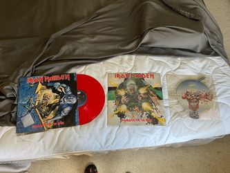 Iron Maiden vintage red vinyl and picture disc bundle