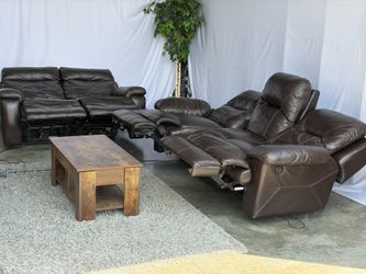 Leather Power recliner couch and loveseat
