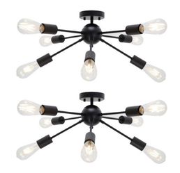 Modern Industrial 8-Light Sputnik Ceiling Fixture (Set of 2)