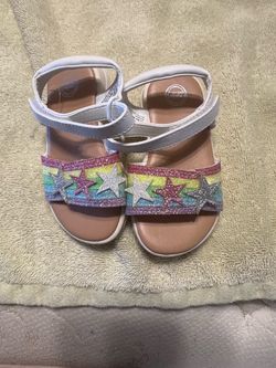 Girls Rainbow Glitter Star Sandals