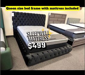 Queen size bed frame with mattress included