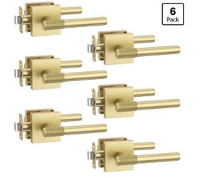 Asidrama (6 Pack) Matte Gold Passage Interior Door Handles Keyless