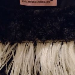 Light Feathered Mini Skirt Black and White