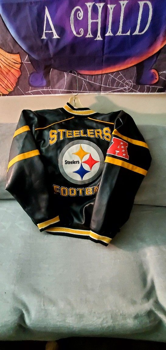 LEATHER STEELERS JACKET. PLEASE READ DESCRIPTION BOX