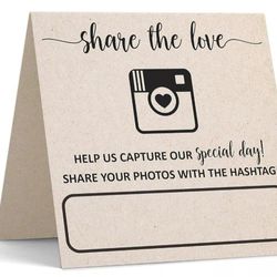 Wedding Hashtag Signs 5x5 Folded Set of 10 Stationary Placement Table Cards