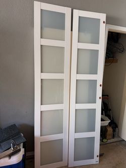 White Frosted Glass Panel Interior Doors – Set of 2