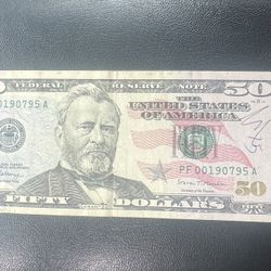 50 dollar bill birthday note 1907/9/5