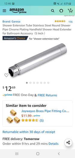 Shower Extension Tube Stainless Steel Round Shower Pipe