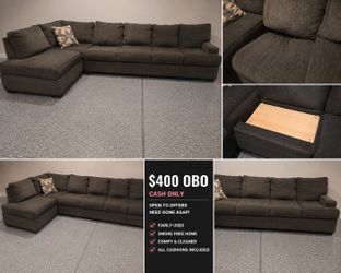 Large Charcoal Gray Sectional Sofa – $400 OBO