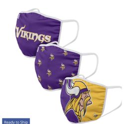 Adult Minnesota Vikings FOCO Face Covering 3-Pack