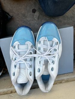 White and Blue Low-Top Sneakers