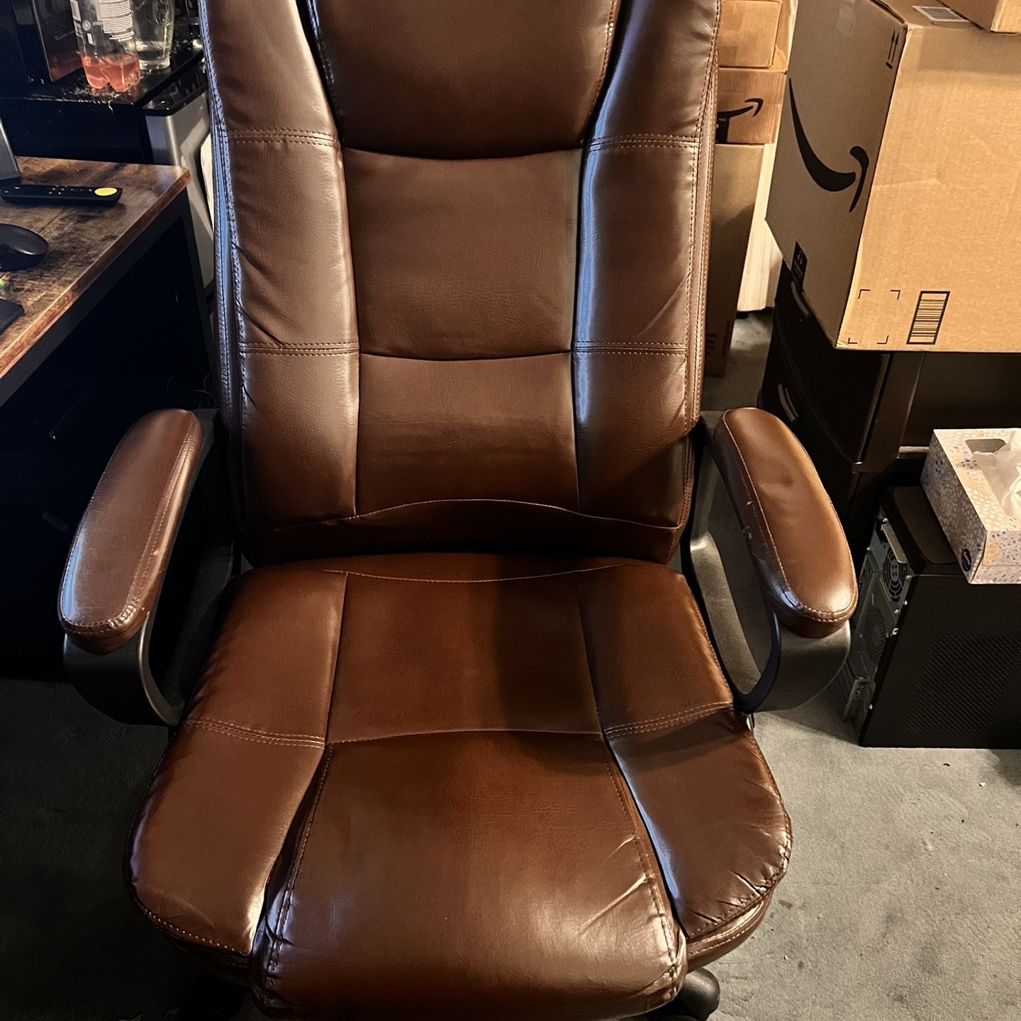 Brown Leather Office Chair New Condition