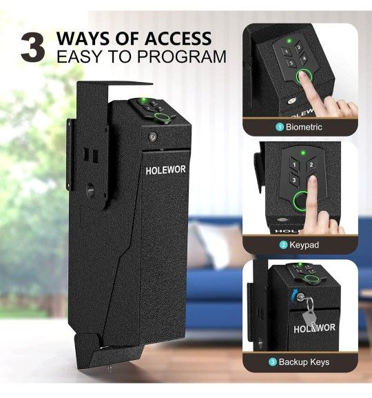 , Holewor Biometric Safe for Handg Drop Down P Safe Mounted Single Handg
