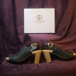 Giani Bernini * Stack-Heel Leather Sandals Size 10.5 M