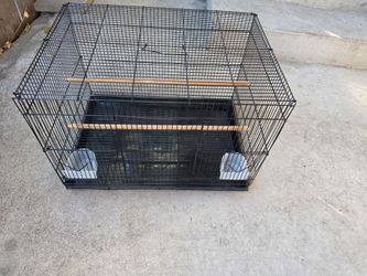 Black Wire Bird Cage with Perches and Cups