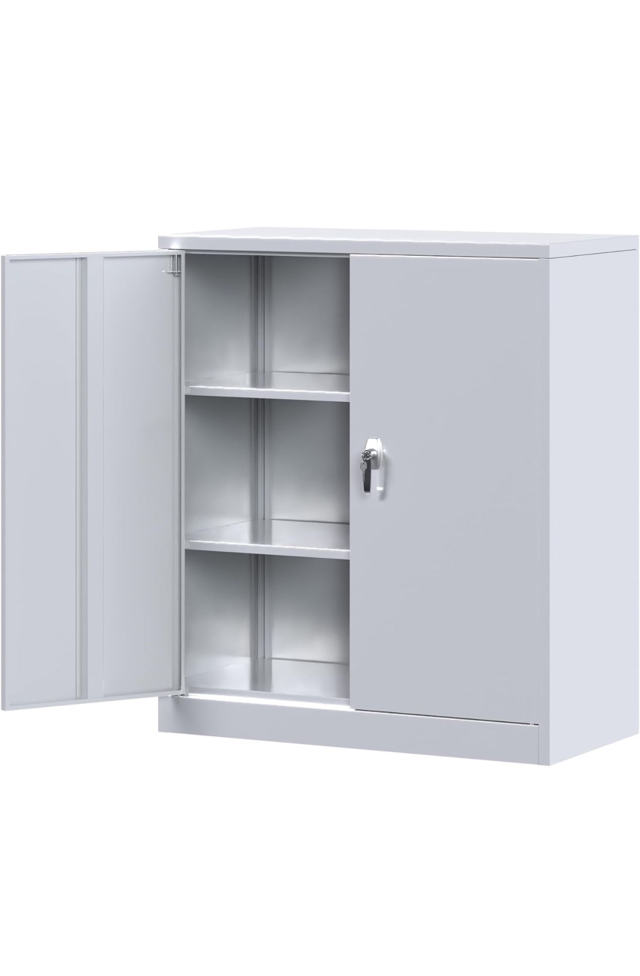 Brand New Metal Storage Cabinets with Lock,2 Doors and 2 Adjustable Shelves - 35.4" Steel Lockable File Cabinet,Locking Counter Cabinet for Home Offic