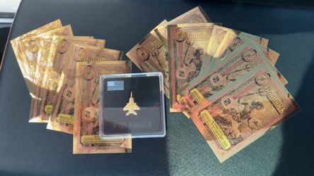 Florida Goldback 1/4 Notes with F-15 Eagle Coin