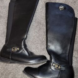 Michael Kors Hedwig  Kids Black Leather Tall Boots

