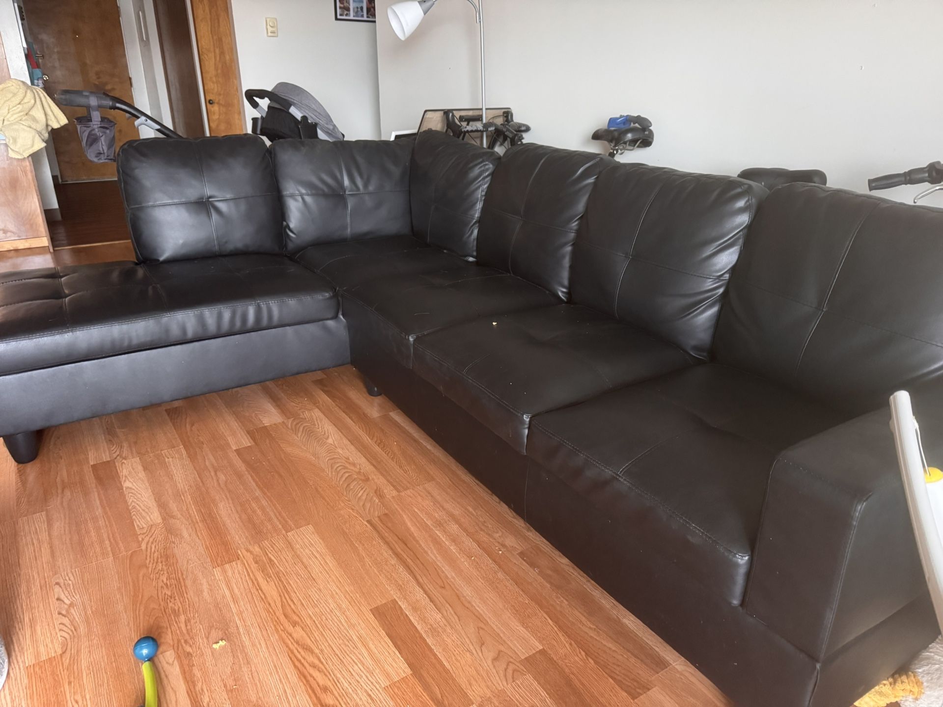 Leather Couch And Entertainment Center For Sale