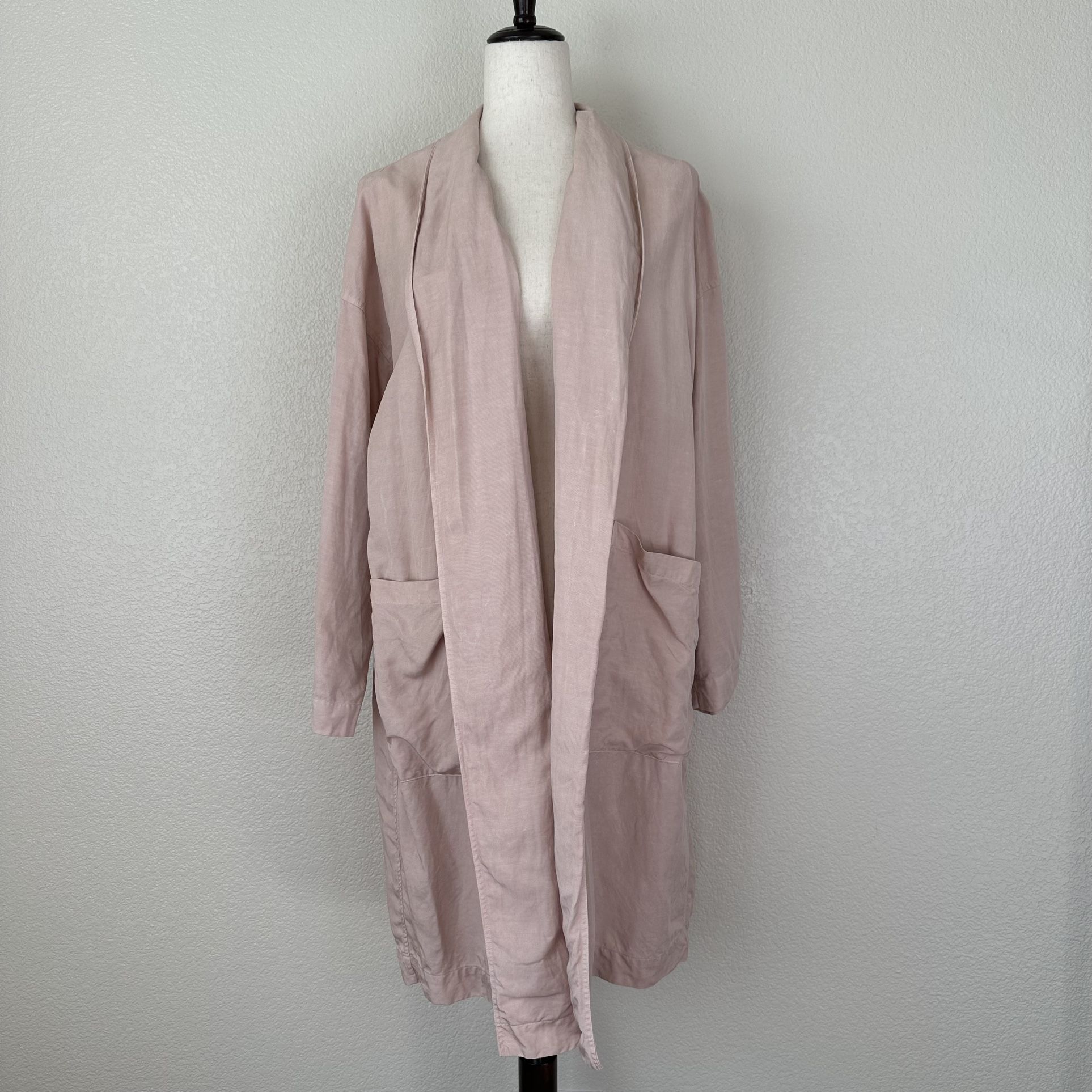 Eileen Fisher Lyocell Linen Blend Shawl Collar Jacket, Size L/XL