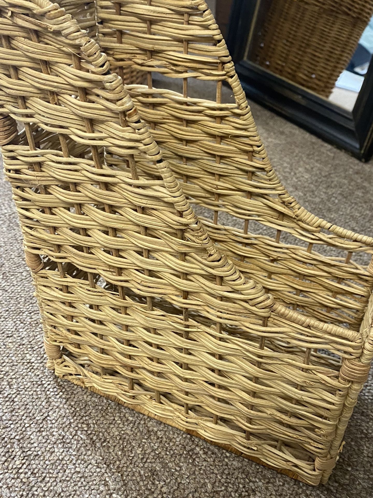 Wicker Rattan Boho Magazine Holder