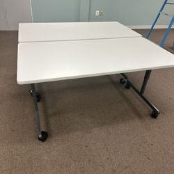 Heavy duty Desks 5 Ft by 2 1/2 Ft High Adjustable With Lockable Wheels 