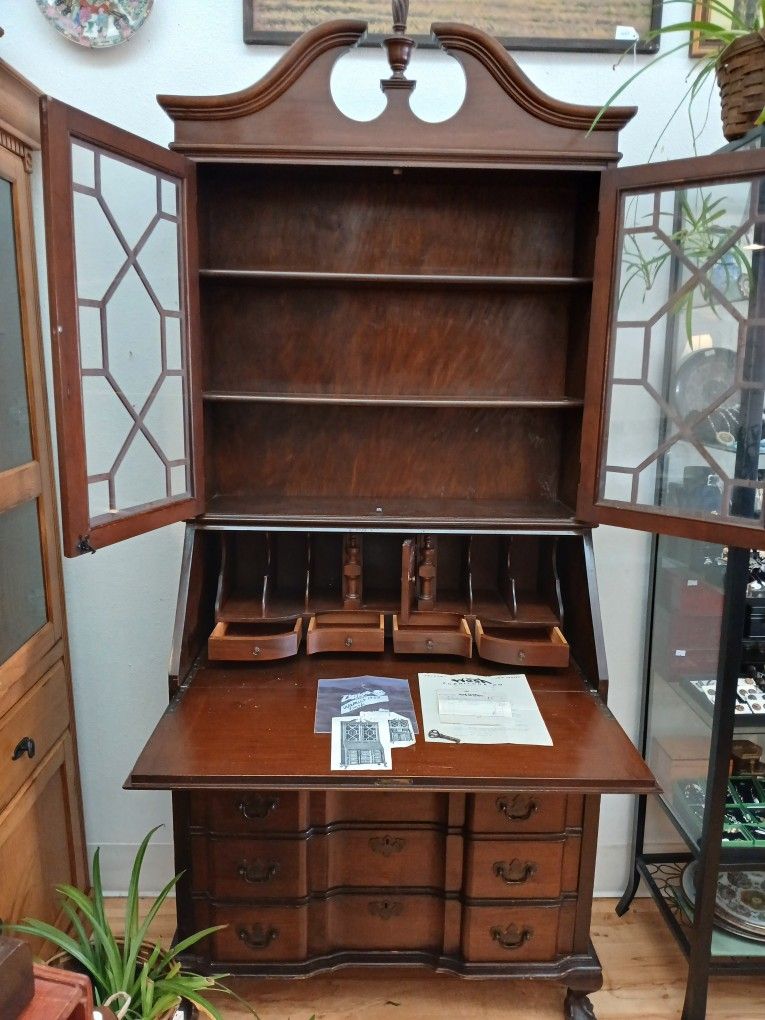 Antique Secretary Desk With Bookshelf 
