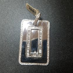 14k White Gold Mens Diamond's Dog Tag