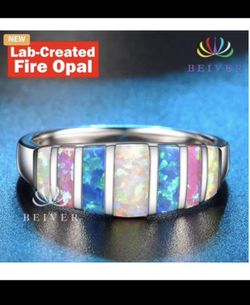 Stirling Silver Opal Ring Size 7