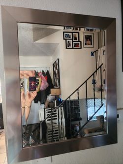 Beautiful Brushed Nickel Framed Mirror