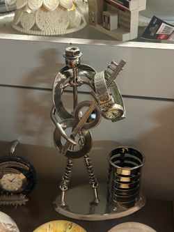 Silver-colored desk organizer