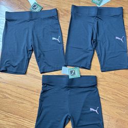 NWT Puma girls Black Biker Shorts 3 pack size L 12/14 yrs