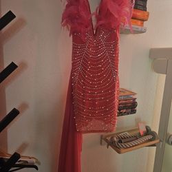 Feather Dress With Pearls
