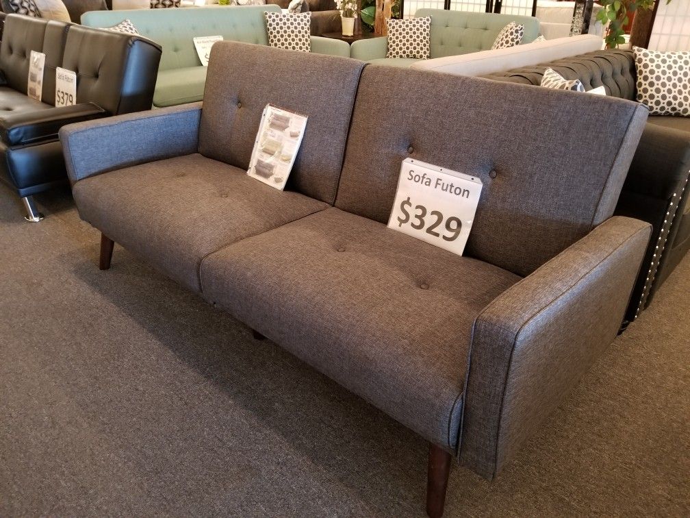 Brand new 76" x 44" grey linen sofa futon