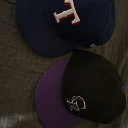 New Era Hats Texas Rangers And Colorado Rockies Size 7 1/2