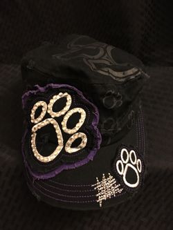 Purple Paw Print Floppy Billed Hat (Unisex)