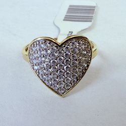 10K Gold & CZs Heart Ring