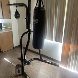 Everlast Boxing Stand , Heavy Bag And Speed Bag Stand And New Leather Speed Bag   