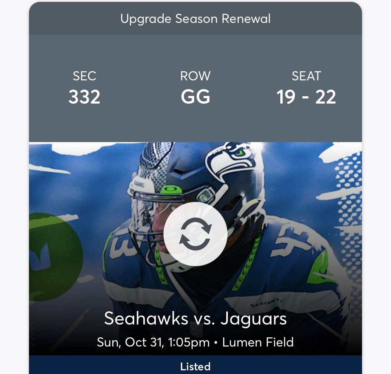 Seahawks Vs. Jaguars  10/31