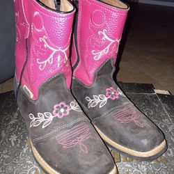 Girls Boots Youth  Size 22 Or Size 4 Pink And Brown