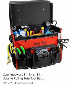 11 in. x 18 in. Jobsite Rolling Tote Tool Bag Storage Organizer Backpack 90700/2