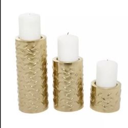 Contemporary Goldtone Candle Holder, Set of 3