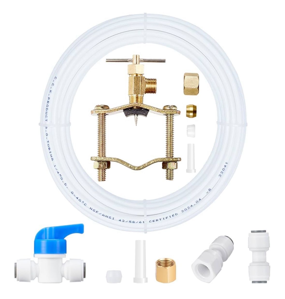 Ice Maker Water Line Kit - Food Grade Refrigerator/Fridge Water Line Kit,25FT 1/4In O.D.Water Line with Self Piercing Valve and Quick Fittings, for Ad