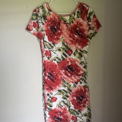 Connected Floral Red and Green Women's Dress