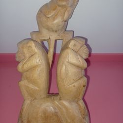 Vintage, Wood Carved Monkeys