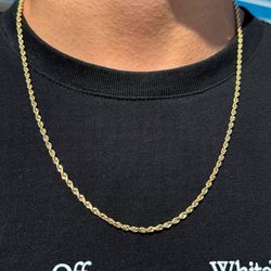 14k yellow gold solid rope chain 24.5inch