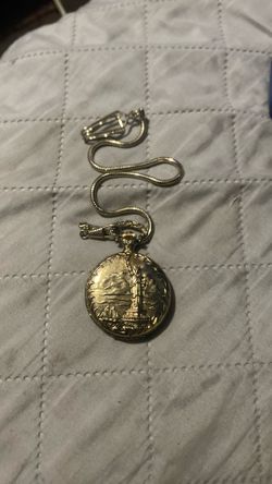 Statue of Liberty Commemorative Pocket Watch Limited Edition Quartz Chain Papers